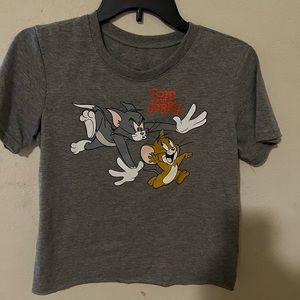 NWT L TOM & JERRY LICENSED GRAPHIC TEE Gray MULTICOLORED GRAPHIC